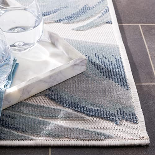 SAFAVIEH Washable Rug Outdoor Cabana Collection - 6'5" Square, Ivory & Navy, Non-Shedding & Easy to Clean, Ideal for Patio, Backyard, Mudroom (CBN452A) - Image 6