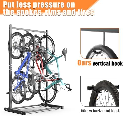 TORACK Freestanding Hanging Bike Stand, 4 Bikes Vertical Bike Storage Stand - Image 3
