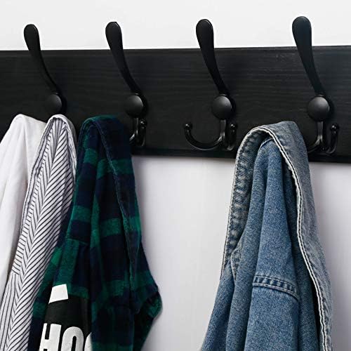 Dseap Coat Rack Wall - Heavy-Duty 38-1/4" Long, with Reinforced 10 Custom Tri-Hooks, Solid Wood Wall Hanger for Coats Hat Jackets - Rustic Farmhouse Entryway Storage, Black, Pack of 2 - Image 7