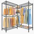 VIPEK L6 Heavy Duty Clothes Rack L Shape Clothing Rack 5-Tier Wire Garment Rack Freestanding Closet with 7 Adjustable Shelves & 4 Hanging Rods, 42.1" L x 42.1" W x 76.4" H, Max Load 850LBS, Black by VIPEK