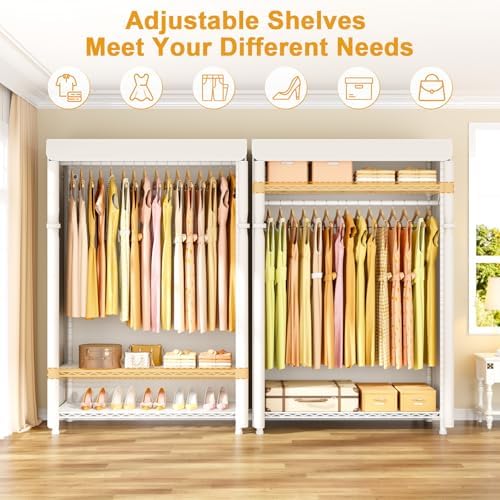 ULIFHOME H5C Plus Clothes Rack with Cover, Covered Clothing Rack Heavy Duty - Image 4