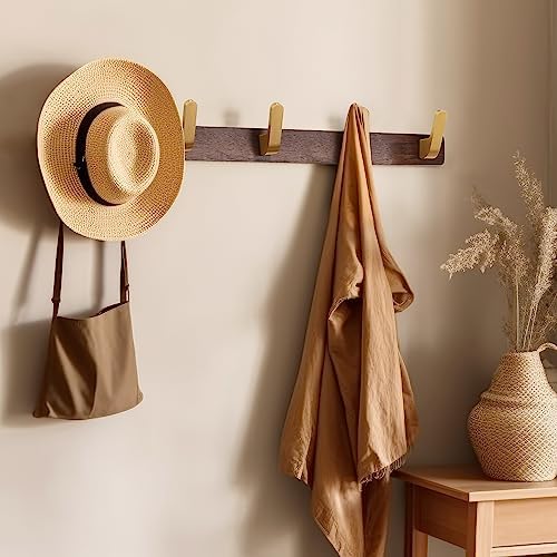 Wall Mounted Coat Rack, Metal Wood with 5 Hooks - Image 6