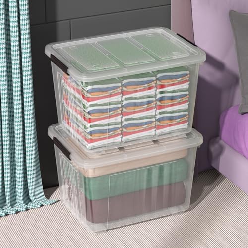 70 Quart Large Clear Plastic Storage Boxes with Wheels, 4 Packs - Image 7