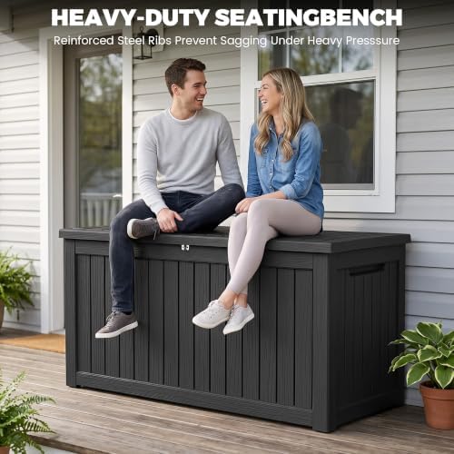 275 Gallon Resin Deck Box-Organization and Storage for Patio Storage Box Outdoor Cushions, Throw Pillows, Garden Tools and Pool Accessories, Black - Image 3