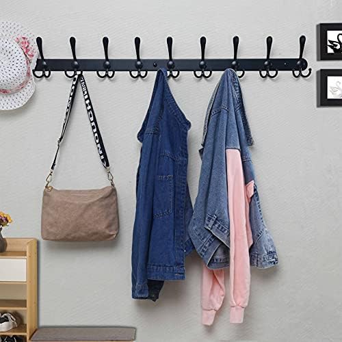 Dseap Coat Rack Wall Mount - 38” Long 10-Tri-Hooks Heavy Duty Coat Hanger Rail Wall Hooks for Hanging Coats Hats Clothing Clothes Purse Mudroom Entryway, Black - Image 6