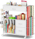 PUNLUXU Wrapping Paper Storage Cart for 12 Rolls with Ribbon Holder 03 by PUNLUXU