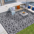 Reversible Mat 8x10 Plastic Straw Rug Outdoor Rug Geometric Area Rug Waterproof Patio Rug Outdoor Camping Rug for RV Porch Deck Camper Balcony Backyard Easy Cleaning Picnic Mat Grey White by Unknown