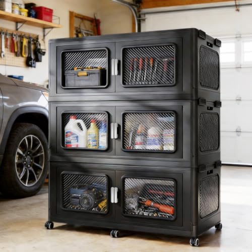 BROVIEW 225Gal Extra Large Storage Bins with Lid and Wheels, Black, 3 Pack by BROVIEW-EnjoytheArtofLife