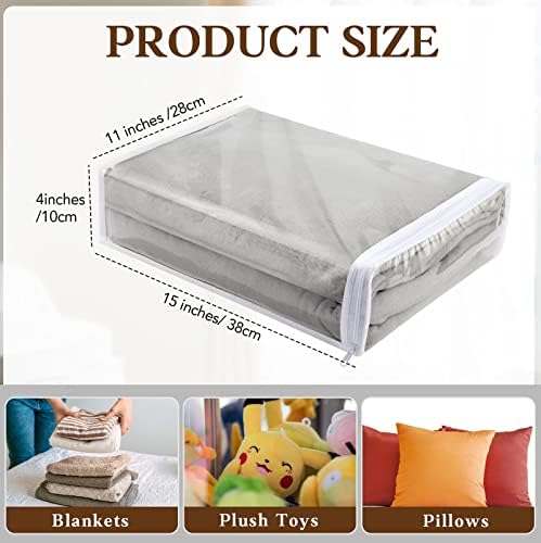 Riakrum 30 Pack Clear Zippered Storage Bags, 15x11x4 inches, Vinyl Plastic Sweater Sheet Organizers Storage Bags, PVC, for Clothes, Sheet, Blankets, Fabrics Organizers (White) - Image 4
