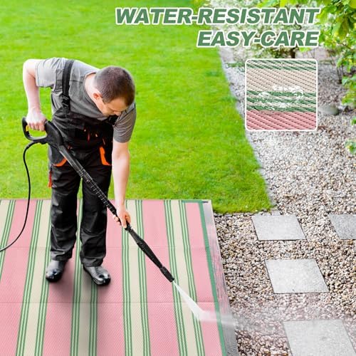 Lahome Striped Outdoor Plastic Straw Rug, 9x12 Outdoor Rug Waterproof - Image 4