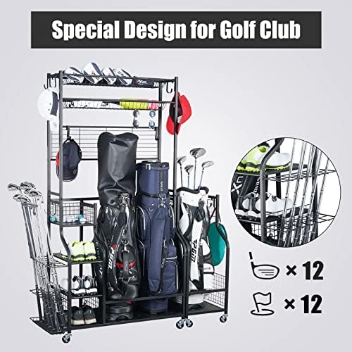 Mythinglogic Golf Bag Storage Organizer with Club Rack for Garage - Image 4