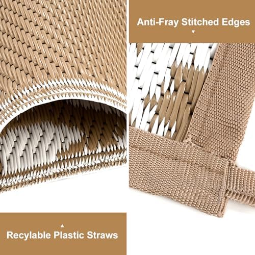 Yamaziot Waterproof Outdoor Rug 8x10 ft, Reversible Plastic Straw Rug for Patio Clearance, Camping, RV Mat, Large Outside Rug Carpet for Porch, Deck, Backyard, Balcony, Picnic (Brown) - Image 3