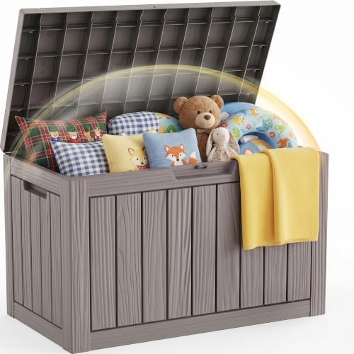 EFU Outdoor Storage Box 60 Gallon Deck Box, Waterproof Resin, Grey by EFU