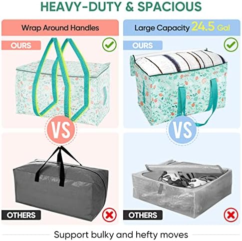 BALEINE 8-Pack Oversized Moving Bags with Reinforced Handles, Heavy-Duty Storage Tote for Clothes, Moving Supplies (Spring Stroll, 8-Pack) - Image 4