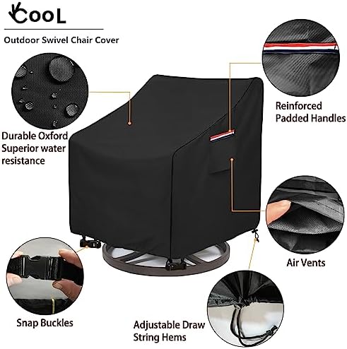 Okcool Patio Chair Covers,Heavy Duty 600D Outdoor Furniture Covers Fits up to 30" W x 34" D x 38.5" H inches -2 Pack,Black - Image 3