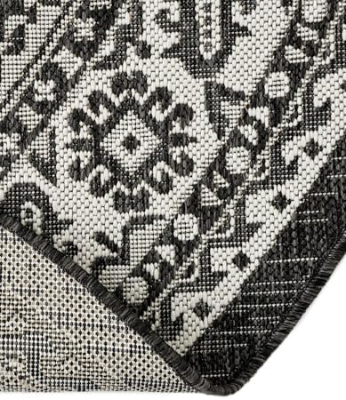 Rugs.com - Outdoor Aztec Rug – 10 Ft Round Charcoal Gray Indoor/Outdoor Rug – Ideal for Patios, Decks, and Porches - Image 5