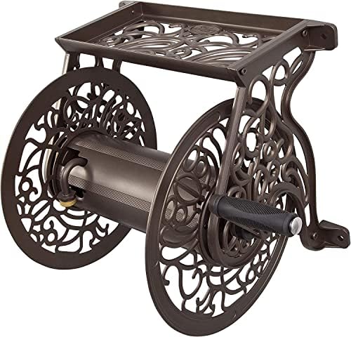 Liberty GARDEN 704 Decorative Cast Aluminum Wall Mount Garden Hose Reel, Holds 125-Feet of 5/8-Inch Hose - Bronze by LibertyGardenProducts