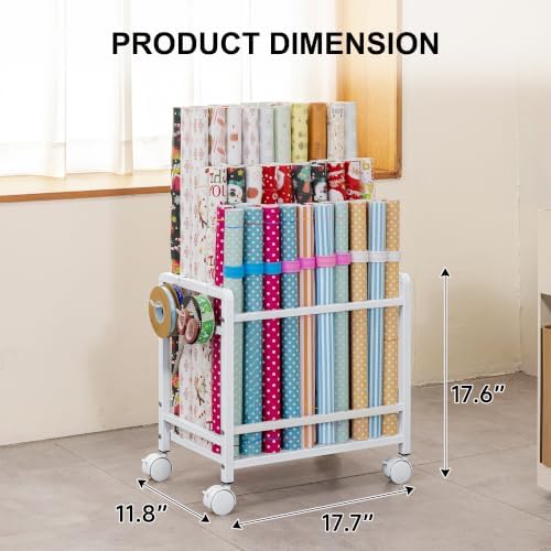 Aquzee Wrapping Paper Storage Organizer, Blueprint Holder, 6 Adjustable Rod - Image 2