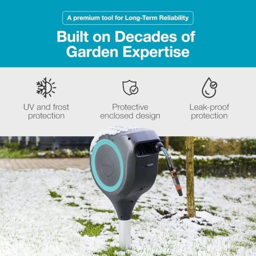GARDENA Automatic Retractable Garden Hose Reel - 66 Feet - 360 Degree Swivel Outdoor Hose Reel with Metal Spike Base - Auto Retract - UV Resistant Housing - Easy Install No Tools Required - 18614 - Image 5