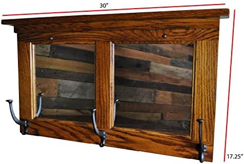 Wall Mounted Wooden Framed Mirror with Hooks – Floating Mission Mirror with Coat Hooks – Rustic Entryway Coat Hanger (30" W x 3" D x 17.5" H, Oak Wood with Michaels Stain) - Image 4