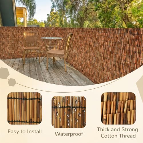 Brown 5FT X16.4FT Reed Fencing Roll Bamboo Privacy Fence Screen - Image 4