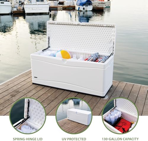 LIFETIME Outdoor Storage Deck Box, 130 Gallon, Arctic White, Lockable, UV-Protected, for Decks and Marine Docks - Image 3