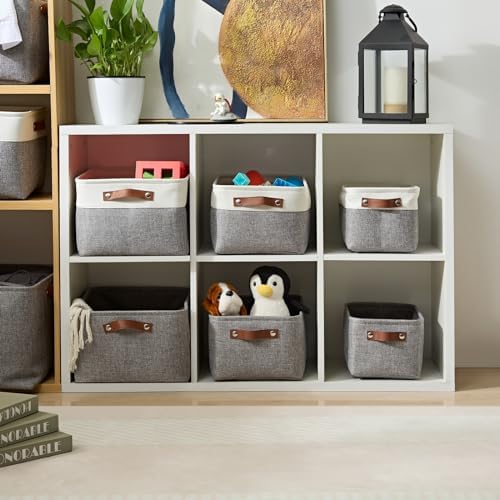 Mangata Set of 3 Fabric Storage Boxes, Collapsible Storage Basket Bins for Bedroom, Cupboards, Wardrobe (Grey, Medium) - Image 3