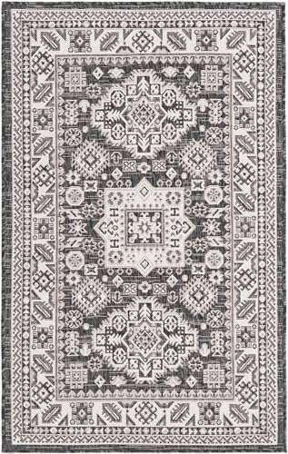 Rugs.com - Outdoor Aztec Rug – 3' 1 x 5' 3 Charcoal Gray Indoor/Outdoor Rug – Stain-Resistant for Patios, Decks, and Porches - Image 3