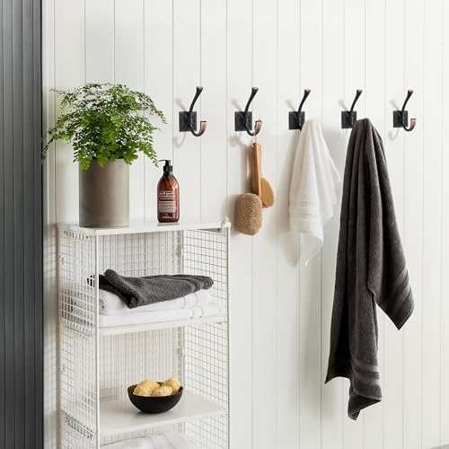 khtumeware Wall Hooks,10 Pack Coat Hooks Hardware Towel Hooks for Hanging Coats Double Oil Rubbed Bronze Robe Hooks Wall Mounted with Screws for Key, Towel, Bags, Cup. - Image 4