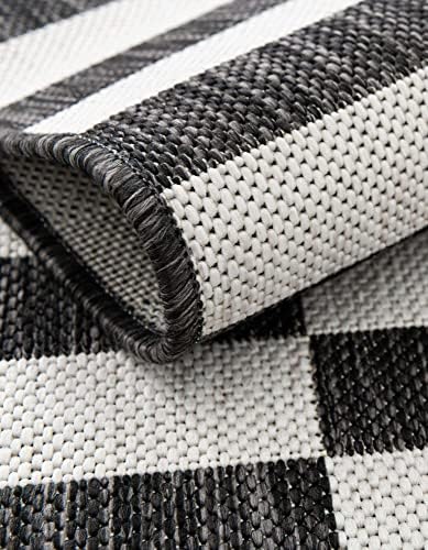 Unique Loom Outdoor Striped Collection Area Rug - Striped (13' Square, Charcoal/Ivory) - Image 5