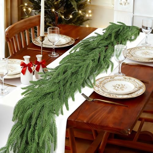 Deckit 15FT Christmas Garland with Lights 100LED Timer, Real Touch Norfolk Pine Garland +DIY Kit & Storage Bag for Mantle Stairs Railing Table Fireplace Wall Indoor Outdoor Holiday Decoration - Image 5