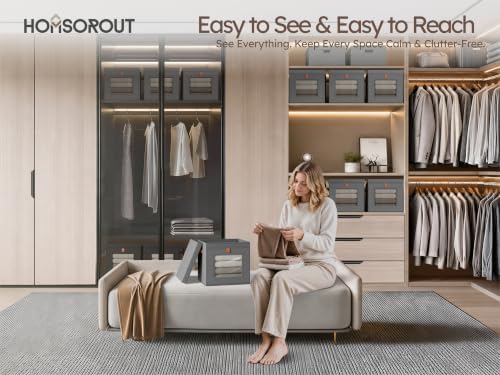 Homsorout Cube Storage Bins with Lids - Front Opening, Clear Window, 6 Pack - Image 2