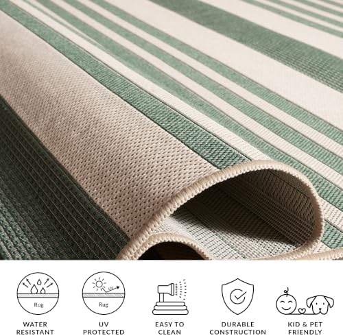 SAFAVIEH Washable Rug Outdoor Courtyard Collection - 2'3" x 20' Runner, Beige & Dark Green, Non-Shedding & Easy Cleaning, Ideal for Patio, Entryway, Mudroom, Hallway, Kitchen (CY6062-322) - Image 6