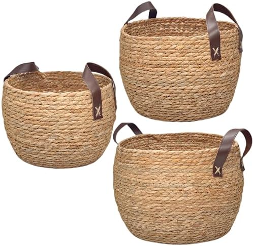 GIB Round Seagrass Storage Baskets Woven Wicker Planter Baskets for Decor by GIBCleaningtool