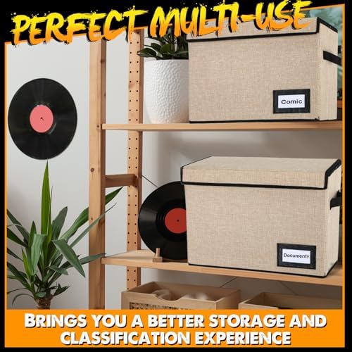 Chuangdi 6 Pcs Comic Book Storage Boxes,Beige - Image 3
