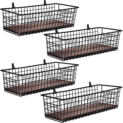 SheeChung [Extra Large Wall Storage Basket, Metal Hanging Basket, Black - Image 2