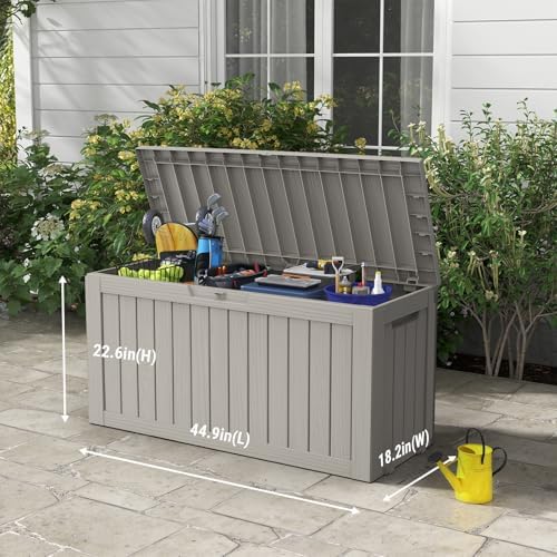 Mars Villa Deck Box, Outdoor Storage Box Waterproof, 72 Gallon, Grey - Image 2