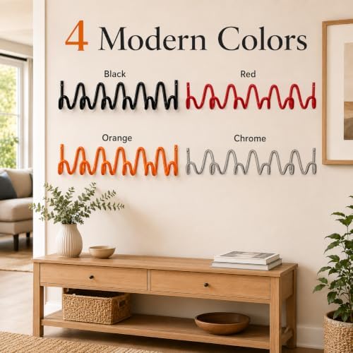 Coat Rack Wall Mount, Modern Wave Metal Wall Hooks - Image 7