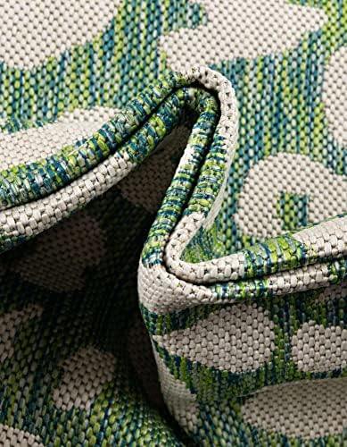 Unique Loom Outdoor Safari Collection Area Rug - Leopard (13' Square, Green Blue/ Ivory) - Image 6