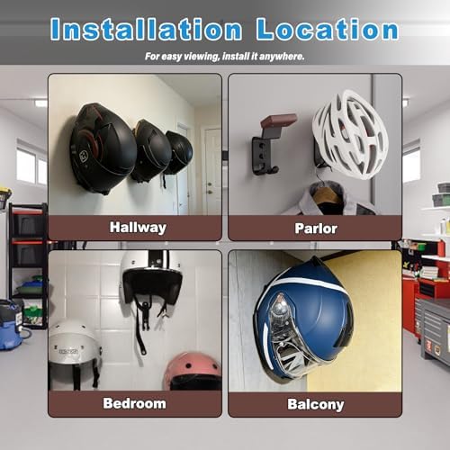 Motorcycle Helmet Holder Wall Mount - Heavy Duty Helmet Hanger Rack with 2 Key Hooks, Solid Wood & Strong Steel Design for Bike, Football, Skiing Sports Gear, Jackets & Hats (6) - Image 6
