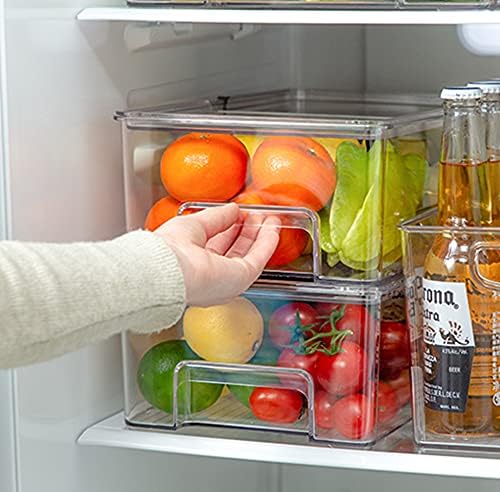 SANNO Freezer Containers Food Storage Containers Fridge Containers Plastic Organization Storage Bin for Fridge, Freezer, Pantry, Kitchen- Organizer for Fruit, Yogurt, Snacks, Pasta, set of 2 - Image 4