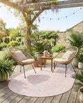 Rugs.com - Outdoor Aztec Rug – 5' 3 x 8' Oval Pink Washable Indoor/Outdoor Rug – Perfect for Patios, Decks, and Porches by Rugscom