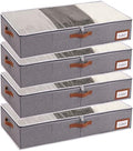 Yawinhe 48L Under Bed Storage,4 Pack Collapsible Container Bags,Grey by Yawinhe