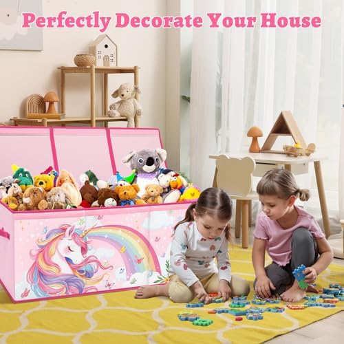 decalsweet Large Toy Box Collapsible Chest Organizer with Flip Lid for Kids - Image 5