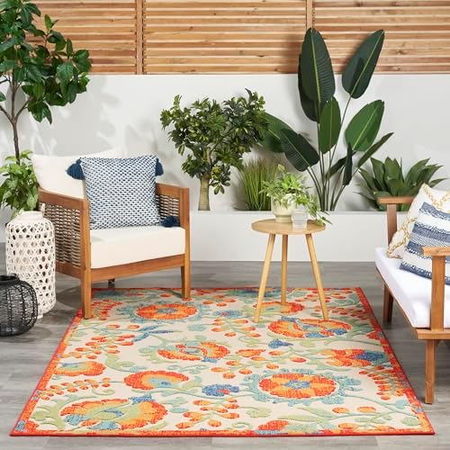 Nourison Home Aloha Red Multicolor 3'6" x 5'6" Area Rug - Easy Clean, Non Shedding, Bed Room, Living Room, Dining Room, Kitchen (4' x 6') - Image 4