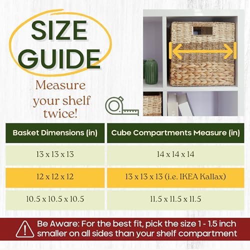 CHI AN HOME 12x12 Baskets for Cube Storage, Wicker Cube Storage Bins Set 4 - Image 5