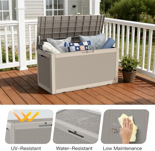 Mars Villa Deck Box, Outdoor Storage Box Waterproof, 100 Gallon, Grey - Image 5