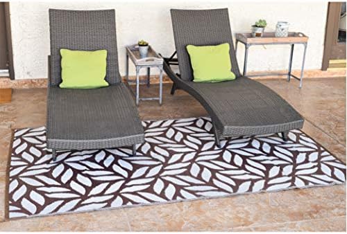 Stylish Camping 255087 5-feet by 8-feet Reversible Mat, Plastic Straw Rug, Large Floor Mat for Outdoors, RV, Patio, Backyard, Picnic, Beach, Camping - Leaf Mat (Brown/White) - Image 3
