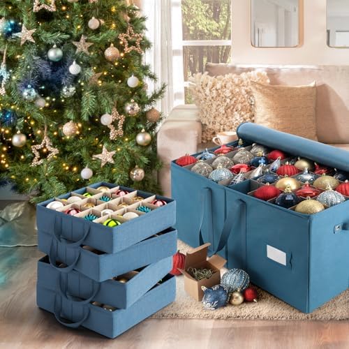 Hearth & Harbor Large Christmas Ornament Storage Box With Adjustable Dividers - Ornament Storage Container For 128 Holiday Ornaments or Decorations - Image 6