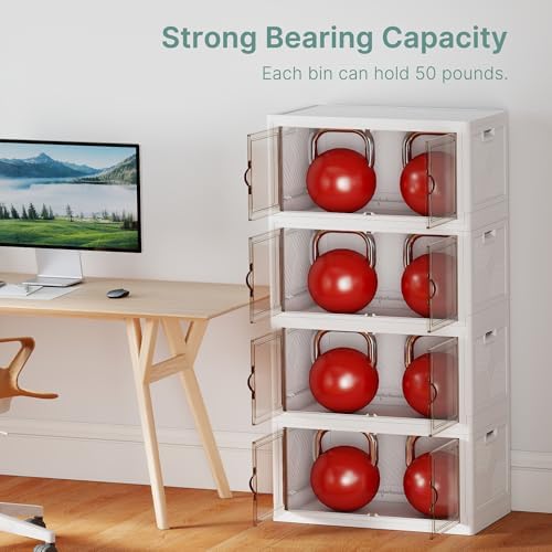 UAMFURI 896QT Lockable Plastic Storage Bins, 8 Pack Collapsible Cabinets - Image 6